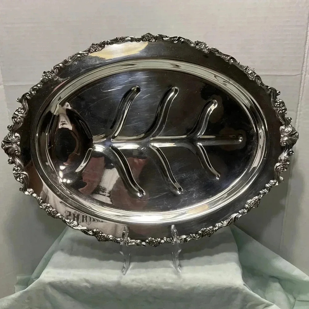Sheridan Silver Co. 18”x13”Footed Silver Plated Tree of Life Serving Tray​​